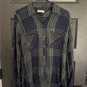 Abercrombie & Fitch Blue and Green Checkered Shirt